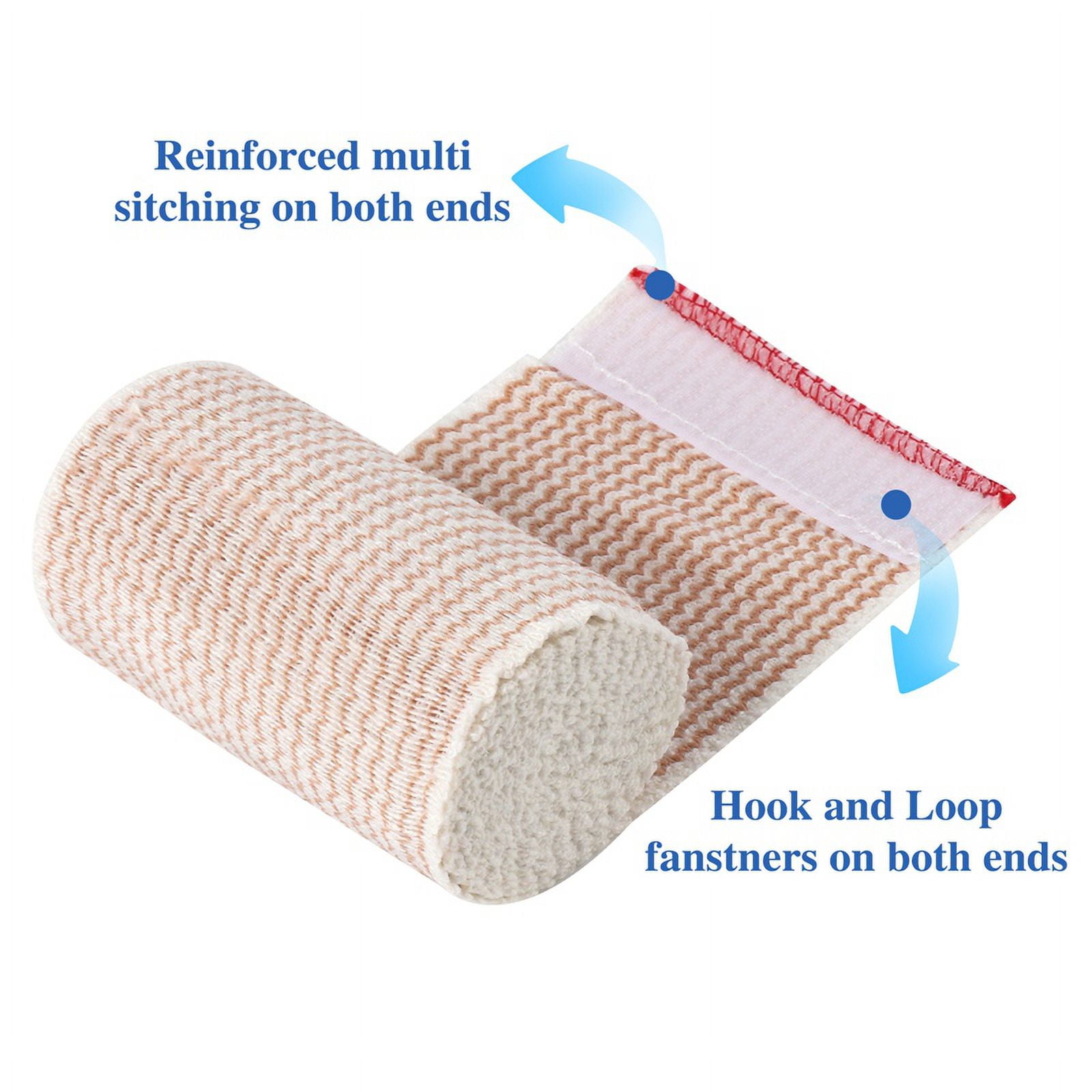 AOWOO Premium Elastic Bandage Wrap, 6 Pack Cotton Latex Free Compression Bandage Wrap with Touch Closure at Both Ends, Support & First Aid for Sports, Medical, and Injury Recovery