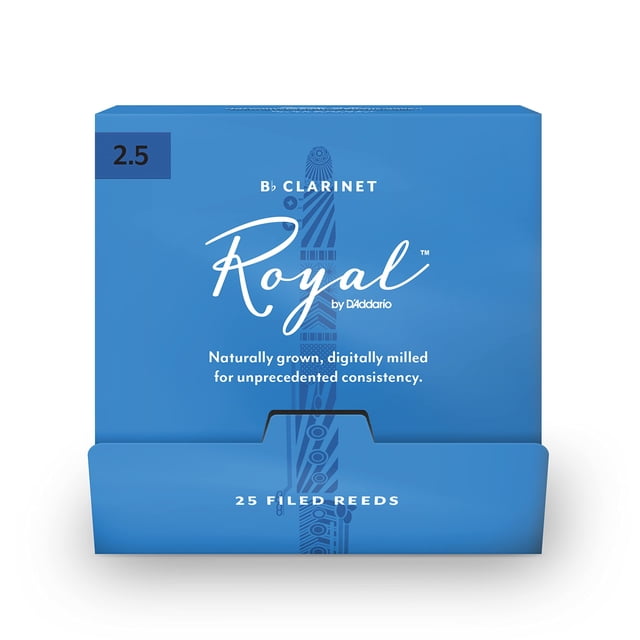 Cañas para clarinete D'Addario Woodwinds Royal Bb Strength 2.5, paquete de 25