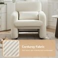 thumbnail image 3 of 2PCS Corduroy Fabric Accent Chair, Modern Upholstered Living Room Chairs with Lumbar Pillow, Wide Comfy Leisure Armchair for Bedroom, Office, Reading, White, 3 of 8