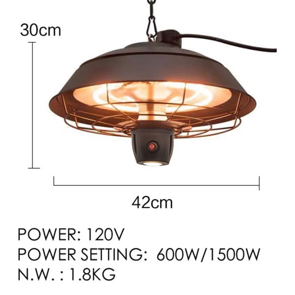 Outdoor Electric Ceiling Patio Heater Indoor Infrared Heating Light with  remote control outdoor heat lamps for patio hanging heater outside heaters  patio electric1500W - Walmart.com