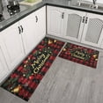 thumbnail image 3 of 2 Piece Christmas Plaid Kitchen Rug Sets Winter Snowflake Funny Christmas Kitchen Rugs and Mats Non Slip Kitchen Floor Matfor Bath Cooking (47x17+30x17 inches), 3 of 7