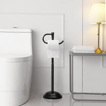 Toilet Paper Holder Stand for Floor, Oil Rubbed Bronze Adjustable (12.4" to 22.8") Bathroom Toilet Tissue Holder, Free Standing Toilet Paper Roll Holder with Storage, Stainless Steel