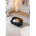thumbnail image 5 of Scandinavian style Elevated Dog Bed Pet Sofa With Solid Wood legs and Bent Wood Back, cashmesh Cushion, Walnut wood,dark blue cashmesh., 5 of 9