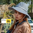 thumbnail image 3 of Summer Wide Brim Fisherman Hat for Men and Women Travel Hats Hat for Women with Ponytail Hole Tennis Hat Summer Hats for Men Ladies Visors for Women Phrase Fedora Hats for Women Summer Visor, 3 of 4