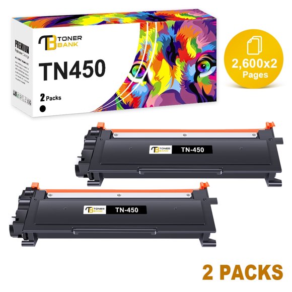 TN450 TN-450 TN42 Toner Cartouches Compatibles pour Brother 0 TN 420 Cartouche de Toner HL-2270DW HL-2280DW DCP-7065DW MFC-7360N MFC-7860DW HL-2240DW DCP-7060DW MFC7460DW MFC7240 Rendement Élevé (Lot de 2, Noir)