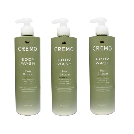 3 Pack - Cremo Pear Blossom Skin Moisturizing Body Wash for Women, with Scent Notes of White Magnolia, Dewy Pear, Golden Amber, 16 FL OZ