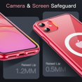 thumbnail image 6 of JETech Magnetic Case for iPhone 11 6.1-Inch Compatible with MagSafe Wireless Charging, Shockproof Phone Bumper Cover, Anti-Scratch Clear Back (Red), 6 of 6