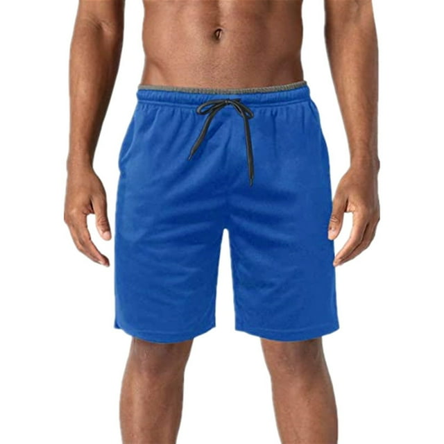 Aayomet Mens Running Shorts Tethered Color Matching Five Point Sports Beach Shorts (Light Blue, XXL)