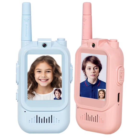 Video Walkie Talkies for Kids Pack of 2, Long Range 2 inch Screen Rechargeable Video Chat Intercom, Indoor Outdoor Voice Effects Toys for Family Games, Camping, Hiking, Gift for Boys Girls Ages 3-12