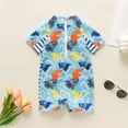 thumbnail image 5 of Toddler Swim Cover Up Boy Toddler Boy Rash Guard Swimsuit Long Sleeve Zipper One Piece Bathing Suit with Hat Infant Beach Swimwear, 5 of 7