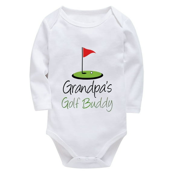 Grandpa's Golf Buddy Onesie Newborn Girl Long Sleeve Gender Neutral Going Home Outfit Newborn White Onesie for Baby Girls 3-