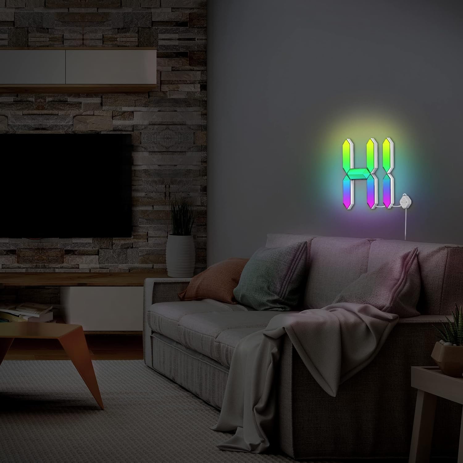 Monster Digit 3D LED Art Panels Starter Kit, 3 Modular Panels, Wi-Fi Smart Lighting, RGB, Voice Control, Sound Reactive – MLB7-1035-CAN