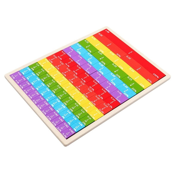 Bunblic Math Fraction Tiles Teach Fractions, Decimals and Percent Equivalents Education Toy Math Manipulatives for Homeschool Teacher
