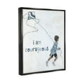 thumbnail image 2 of Stupell Industries I Am Courageous Child Flying Kite Uplifting Phrase Graphic Art Jet Black Floating Framed Canvas Print Wall Art, Design by Sally Swatland, 2 of 5
