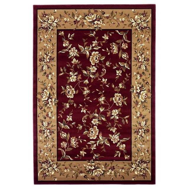 HomeRoots 353272 2 ft. 3 in. x 3 ft. 3 in. Polypropylene Red & Beige Area Rug