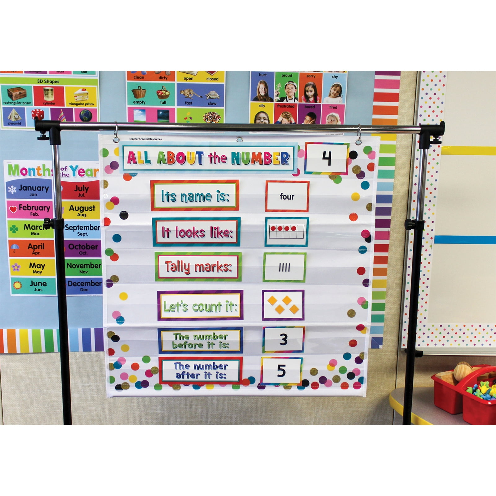 Teacher Created Resources Confetti 7 Pocket Chart, 28" x 28"