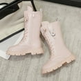 thumbnail image 6 of Gvdentm Girls Boots Size 2 Girls Lining Knee High Winter Motorcycle Riding Boots Toddler/Little Kid/Big Kid(Pink,1.5), 6 of 9
