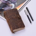 thumbnail image 2 of Vintage Full Grain Leather Refillable Travel Journal Notebook Diary Embossed Flower Pattern Daily Notepad Cover with Elastic Strap for Men & Women Gift, 2 of 8