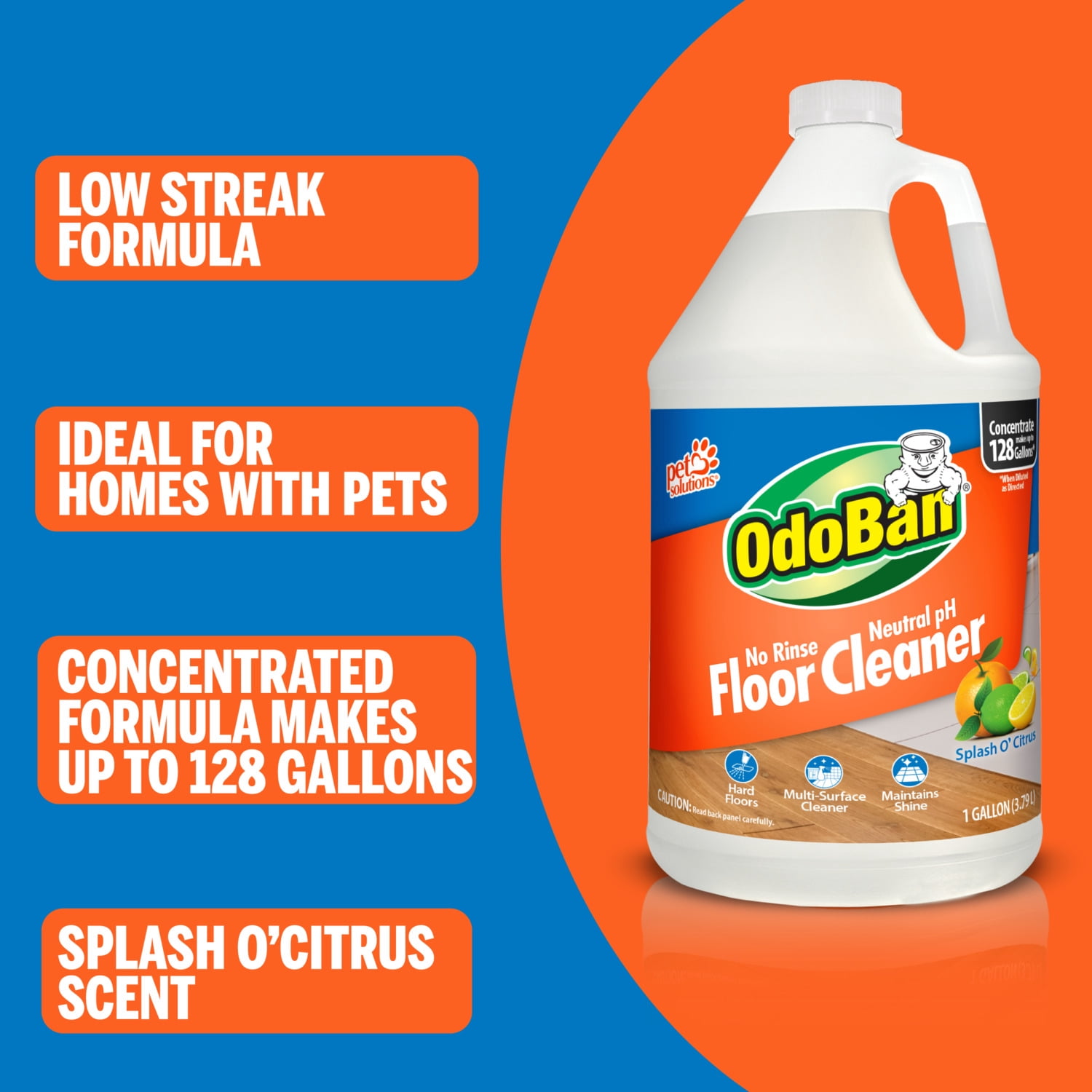OdoBan Pet Solutions No Rinse Neutral pH Floor Cleaner Concentrate, 2 Gallons