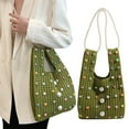 thumbnail image 2 of Contemporary Hollow Out Knitted Bucket Bag with Chain Beaded Handbag for Women, 2 of 21
