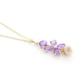 thumbnail image 5 of Galaxy Gold GG 14K Yellow Gold Amethyst and Pearl Pendant Necklace - February Birthstone - Peace & Wisdom - 16" to 24" - Fine Jewelry for Women, 5 of 6