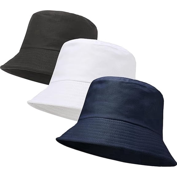 Packable UV Protection Bucket Hats for Men Women, 3 Pack Solid Color Summer Sun Hat for Outdoor Sports