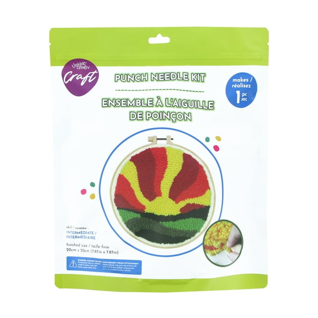 UNIQUE CREATIV CRAFT Punch Needle Kit – Sun, 1 pc, Age 8+, Intermediate, 20×20 cm