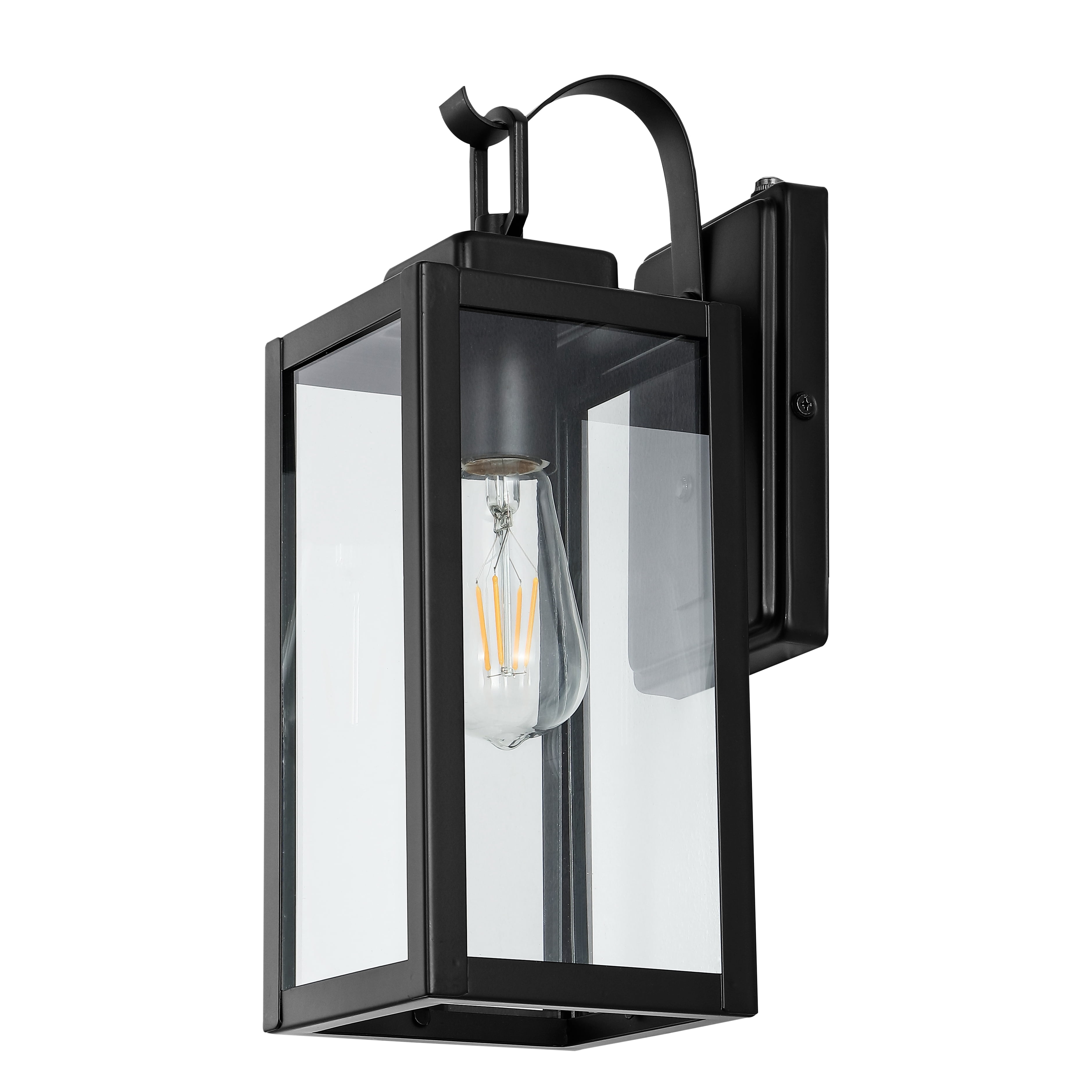 SAFAVIEH Clemens LED Matte Black Metal Wall Sconce with Clear Shade, Set of 2