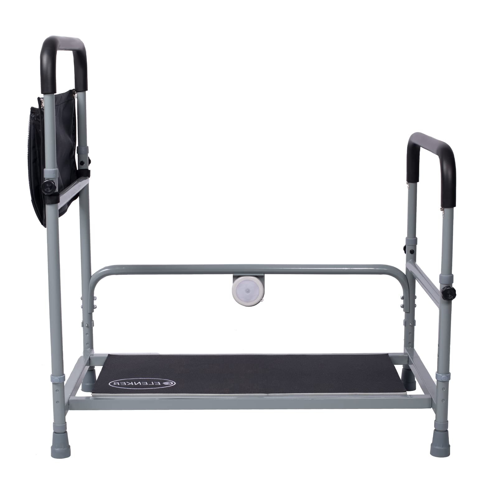 ELENKER Adjustable Height Bed Step Stool, Bed Assist Bar with Storage Pocket, Including Blanket