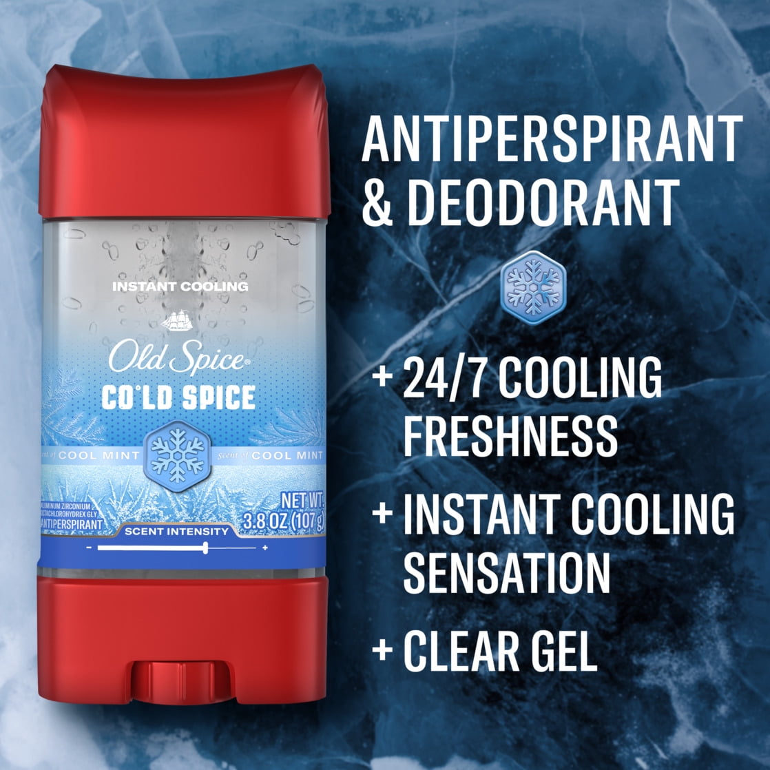 Old Spice Red Collection Cold Spice Scent Clear Gel Antiperspirant for Men, 3.8 oz