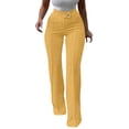 thumbnail image 2 of Kinrui Work Pants Women Dressy Casual Straight Leg Long Pant with Pocket Yellow XS, 2 of 6