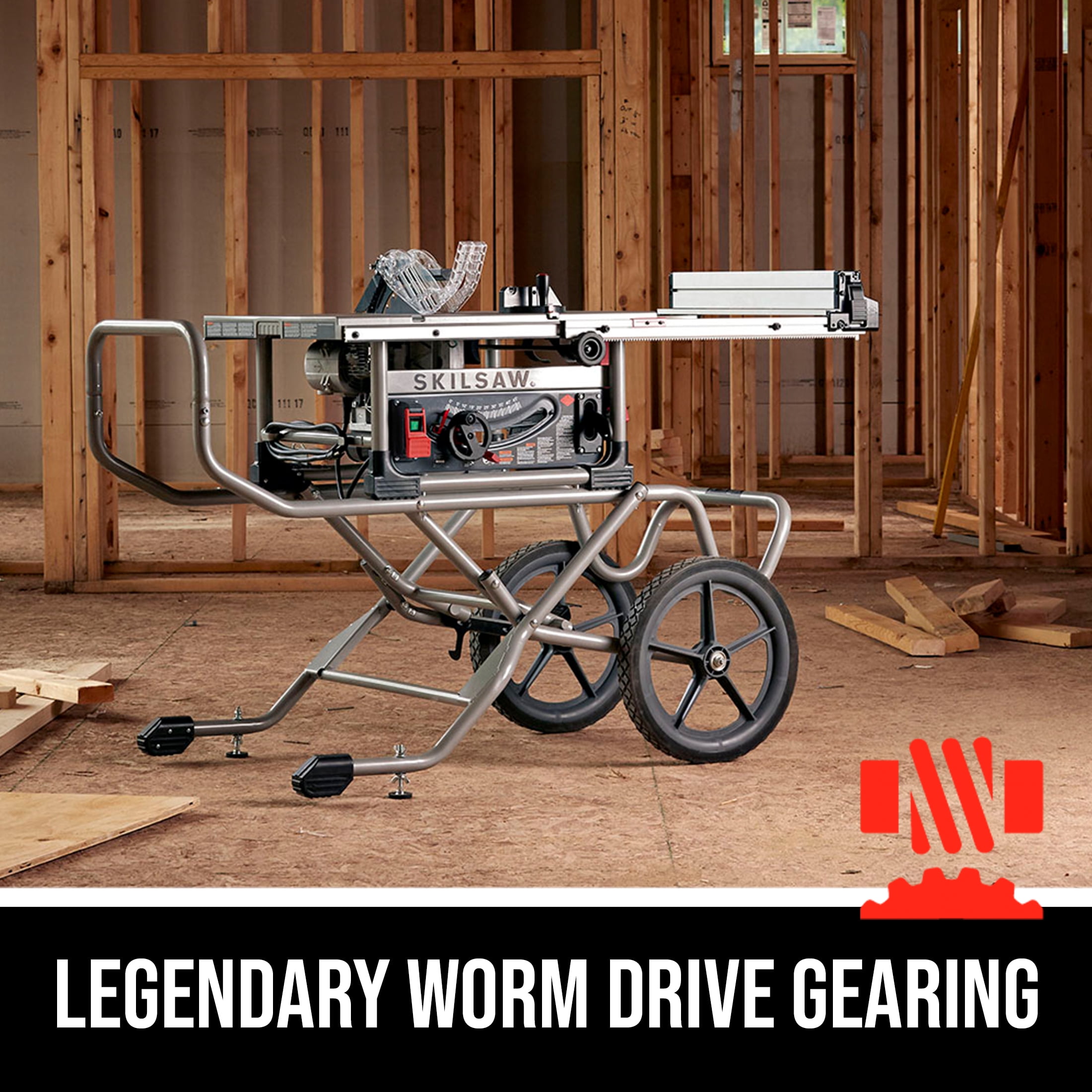 SKIL SPT99-11 10 Inch Heavy Duty Worm Drive Table Saw with Stand and Rack and Pinion System