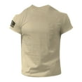 thumbnail image 3 of CIENVNSTG Solid Base Mens Athletic Slim Tops Short Sleeve Crew Neck Independence Day Distressed USA Flag Graphic Soft Breathable Casual Vintage Daily Wear Shirts For 250 Anniversary Apparel Khaki XL, 3 of 3