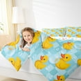 thumbnail image 4 of jejeloiu Cute Rubber Ducks Queen Comforter Set,Abstract Geometric Check Bedding Sets,Cartoon Animal Bedding Comforter Set For Kids,Luxury Bedroom Decor Reversible,3-Piece, 4 of 8