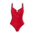 thumbnail image 7 of BSDJILFG One Piece Swimsuit for Women Red Cutout Swimwear Adjustable Straps Metal Ornamental Bathing Suit, 7 of 7