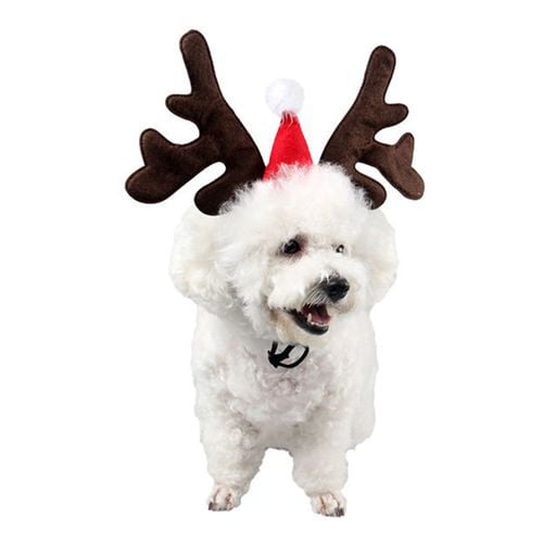 Head Wear Accesories Xmas Costume Outfits for Pet Dog Cat Cloak & Elk Antler Reindeer Dog Costume HANG Newly Update Cat Dog Santa Hat Christmas Decorations 