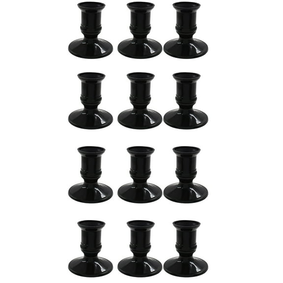 Black Taper Holders 12Pack for Flameless LED Stand Pillar Candlestick Enhances Wedding or Party Decoration