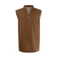 thumbnail image 3 of Dresfit Men's Tank Tops Henley Washed Denim Shirts 2026 Summer Sleeveless Distressed Athletic Tees Solid Plus Size Big and Tall Running Shirt Brown L, 3 of 4
