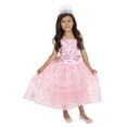 thumbnail image 1 of Vestido de disfraz Wicked Glinda para niñas con tiara rosa, 4-6 unidades, 1 of 4