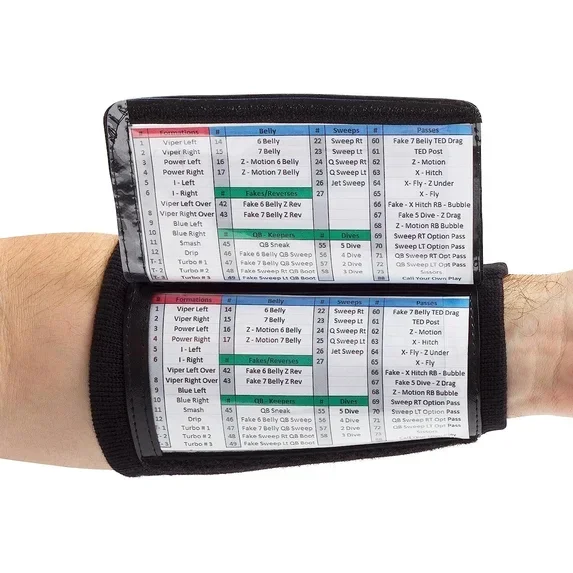 Football Play Wristbands - Youth Quarterback Gear - Wristband Playbook - Softball Wristbands for Signs