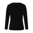 thumbnail image 3 of XAOFW Women'S T-Shirts Female Velvet V Neck Long Sleeve Solid Color Fashionable Cozy Casual Daily Wear Top, 3 of 4