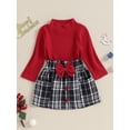 thumbnail image 3 of Suealasg Kids Girl 2 Piece Winter Skirt Outfit 6M 12M 18M 24M 3T 4T Toddler Long Sleeve Turtleneck T-shirt with Irregular Plaid Skirt for Baby Girl Fall Clothes, 3 of 8