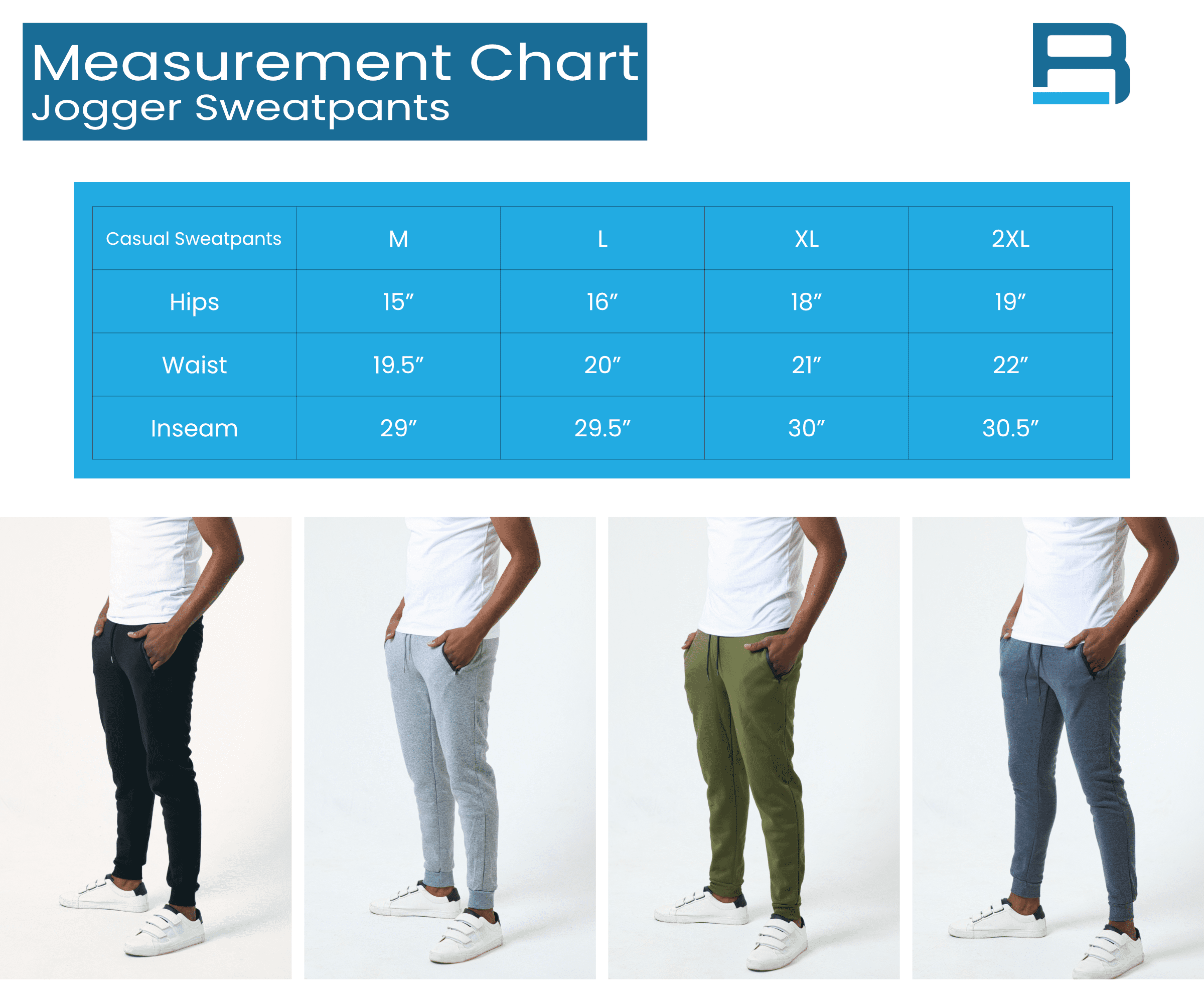 RiverBlue Men's Fleece 4-Pack Jogger Sweatpants with Zipper