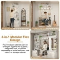thumbnail image 5 of Blotout 86.6'' Wide LED Farmhouse Hall Tree with Bench and Shoe Storage, Entryway Bench with Coat Rack, 3-Color LED Mirror, Shoe Shelves & Umbrella Holder, Extra-Large Mudroom/Hallway Storage, 5 of 10