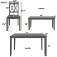 thumbnail image 2 of Churanty 6 Pieces Wooden Kitchen Table set, Farmhouse Rustic Dining Table set with Cross Back 4 Chairs and Bench,Antique Graywash, 2 of 15
