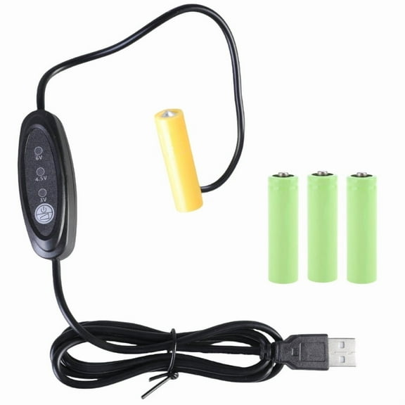 USB AA Battery Eliminator Cable 5V 2A to 3V 4.5V 6V 5W AA LR6 Power Supply Converter for LED Lights and Toys Remote