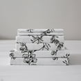 thumbnail image 3 of Twin Size Sheet Sets , Botanical Print Microfiber Deep Pockets Flat Fitted Sheet Set & Pillowcases , White , 3 Piece, 3 of 6