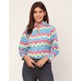 thumbnail image 2 of Moomaya Chic Stripe Folded Band Neck Top - Long Sleeves, Regular Fit Office Wear, 2 of 9