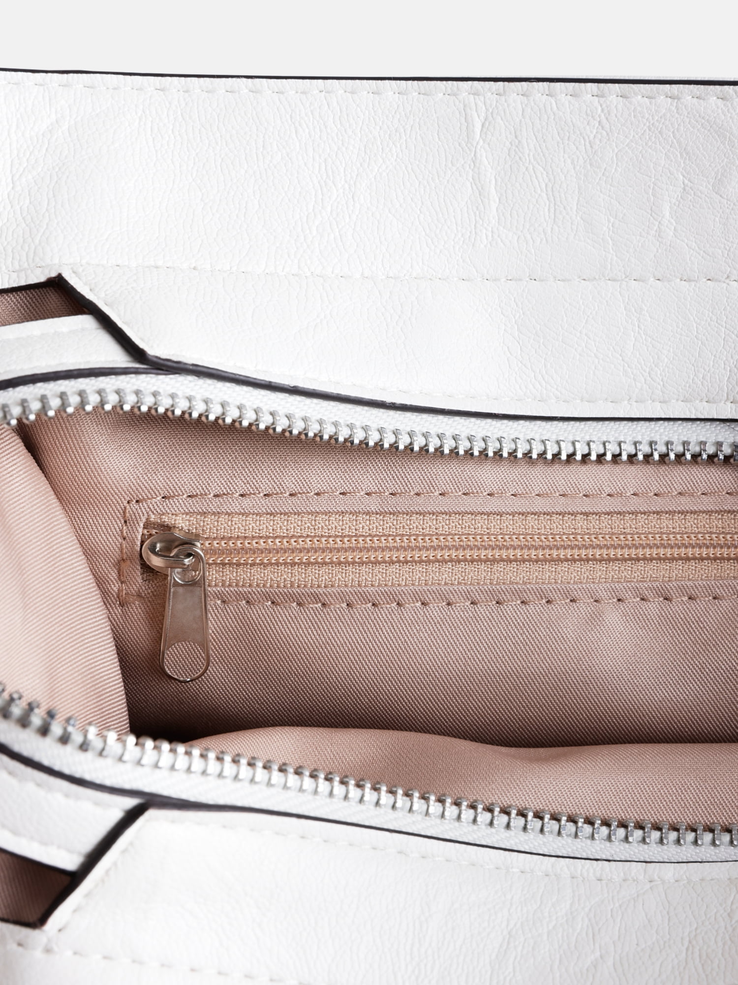 No Boundaries Women's Faux Leather Square Tote Bag, Cream