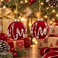 thumbnail image 4 of Burgundy Flocked Christmas Tree Ornaments with Pearl Rhinestone, Luxury Shatterproof Christmas Tree Decorations for Mantel Wreath, 2pcs, 4 of 6